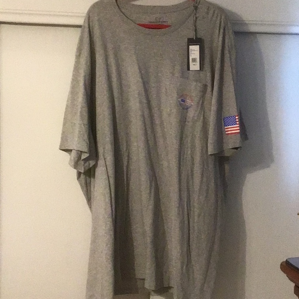 Vineyard Vines Gray Short Sleeve Tee with Patriotic Detail